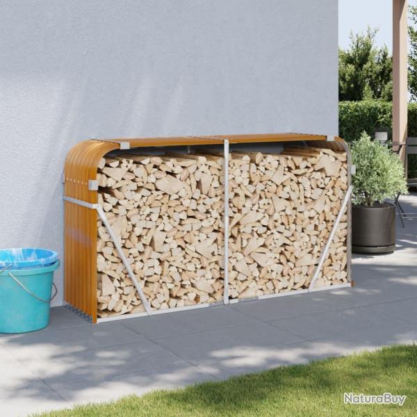 Porte-b�ches aspect bois 180x45x100 cm acier galvanis�