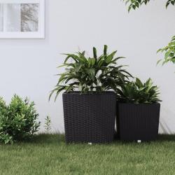 Jardini&egrave;re et int&eacute;rieur amovible anthracite 37 /64 L rotin PP