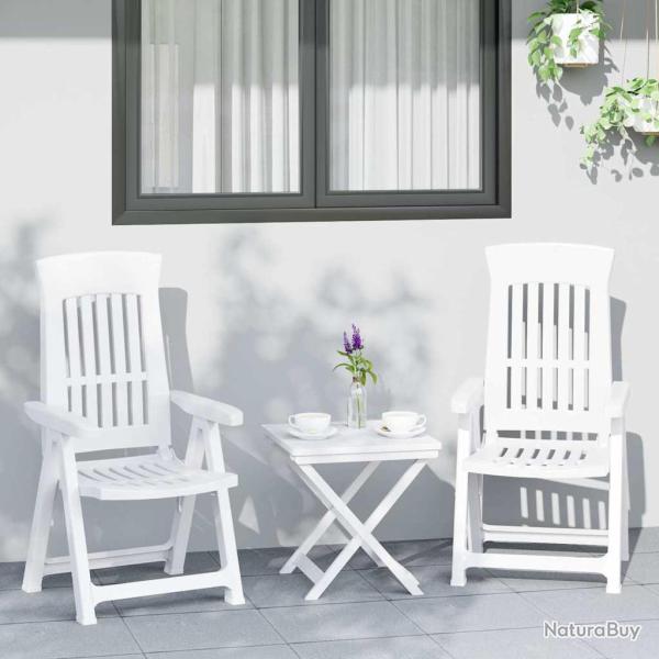 Chaises inclinables de lot de 2 blanc PP
