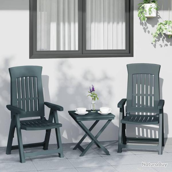 Chaises inclinables de lot de 2 vert PP