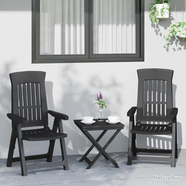 Chaises inclinables de lot de 2 anthracite PP
