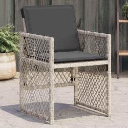 Chaises de avec coussins lot de 4 gris clair poly rotin