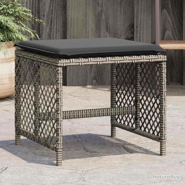 Tabourets de et coussins lot de 4 gris 41x41x36 cm rotin