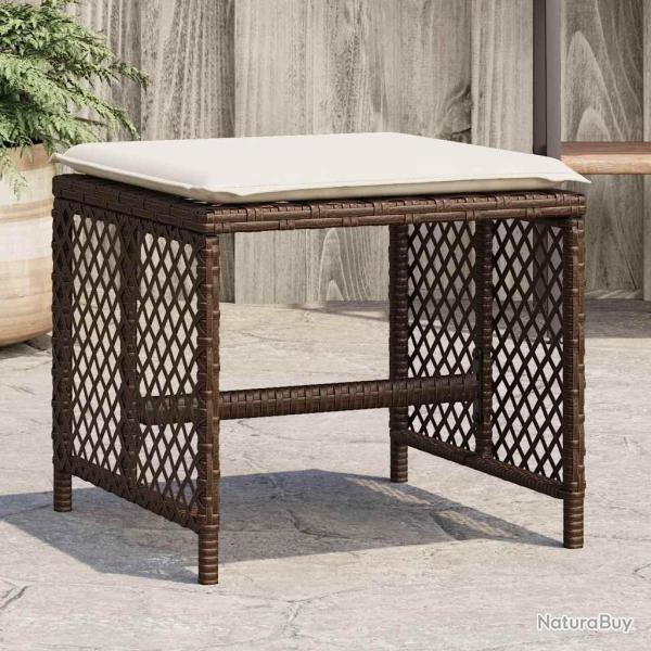 Tabourets de et coussins lot de 4 marron r�sine tress�e