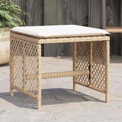 Tabourets de et coussins lot de 4 beige 41x41x36cm rotin