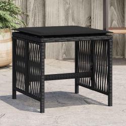 Tabourets de et coussins lot de 4 noir 41x41x36 cm rotin