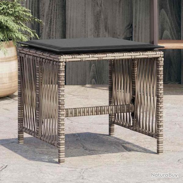 Tabourets de et coussins lot de 4 gris 41x41x36 cm rotin