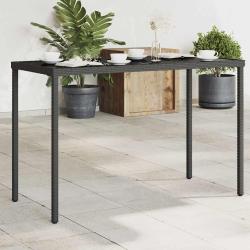 Table de dessus en verre noir 115x54x74cm r&eacute;sine tress&eacute;e