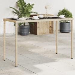 Table de dessus en verre beige 115x54x74 cm poly rotin