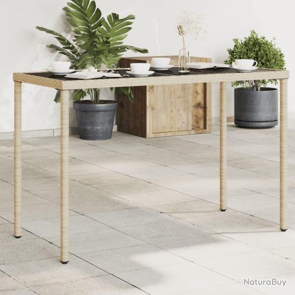 Table de dessus en verre beige 115x54x74 cm poly rotin