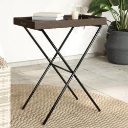 Table &agrave; plateau pliable marron 65x40x75 cm r&eacute;sine tress&eacute;e