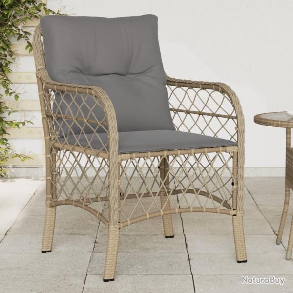 Chaises de avec coussins lot de 2 m�lange beige rotin