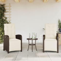Chaises inclinables de lot de 2 avec repose-pied rotin