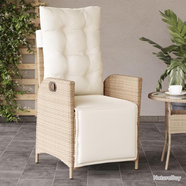 Chaise inclinable de et repose-pied beige r�sine tress�e