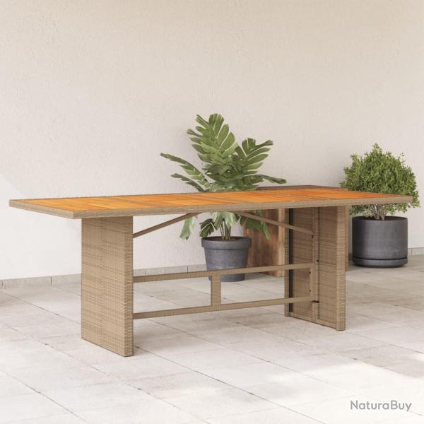 Table de avec dessus en bois d'acacia beige 190x80x74 cm