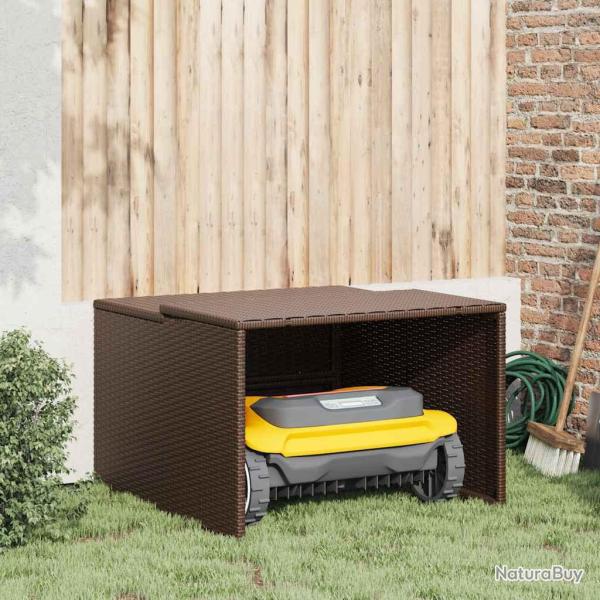 Garage pour robot tondeuse marron 86x90x52/57 cm r�sine tress�e