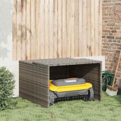 Garage pour robot tondeuse gris 86x90x52/57 cm r&eacute;sine tress&eacute;e