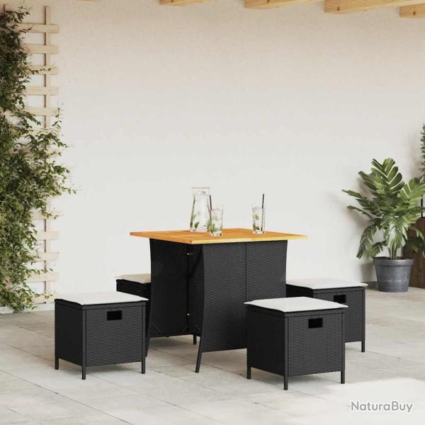 Ensemble � manger de coussins 5pcs noir r�sine tress�e