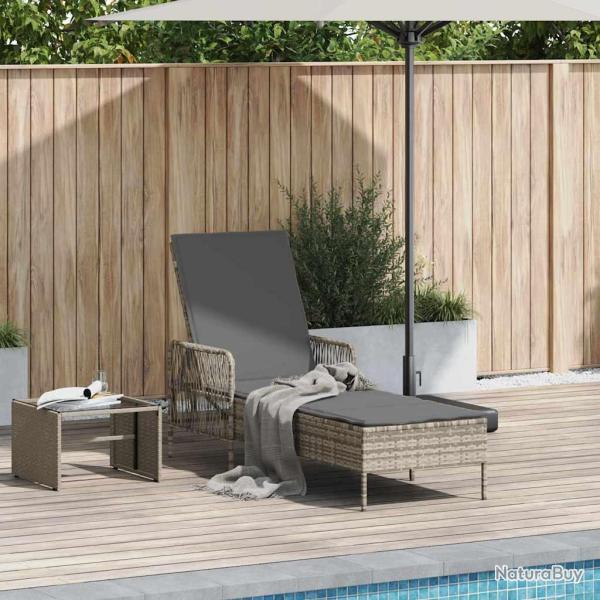 Transat Gris clair et gris fonc� 200 x 55 x 92 cm polyrotin
