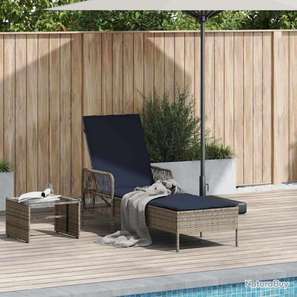 Transat Gris et bleu marine 200 x 55 x 92 cm polyrotin