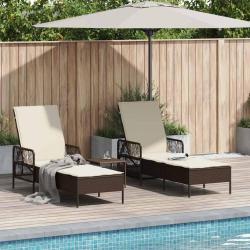 Transat 3 pcs Marron et cr&egrave;me blanche 200 x 55 x 92 cm