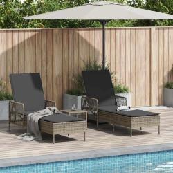 Transat 3 pcs Gris et Gris fonc&eacute; 55 x 200 x 92 cm polyrotin
