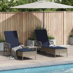 Transat 3 pcs Gris et bleu marine 200 x 55 x 92 cm polyrotin