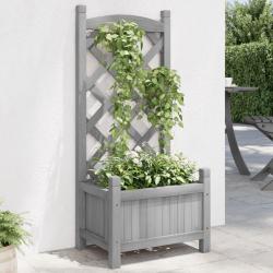Jardini&egrave;re avec treillis gris bois massif de sapin