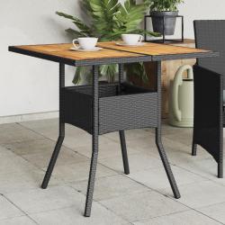 Table de et dessus en bois d'acacia noir r&eacute;sine tress&eacute;e