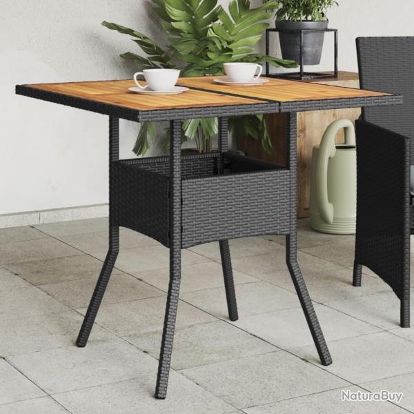 Table de et dessus en bois d'acacia noir r�sine tress�e