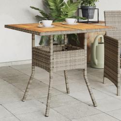 Table de et dessus en bois d'acacia gris r&eacute;sine tress&eacute;e