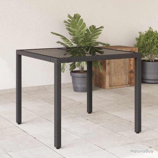 Table de dessus en verre Noir 90x90x75 cm R�sine tress�e