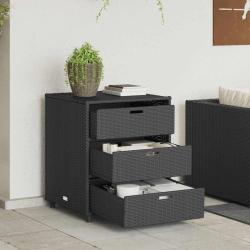 Armoire de rangement de noir 55x59x69 cm r&eacute;sine tress&eacute;e