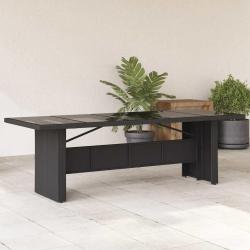 Table de dessus en verre noir 240x90x75cm r&eacute;sine tress&eacute;e