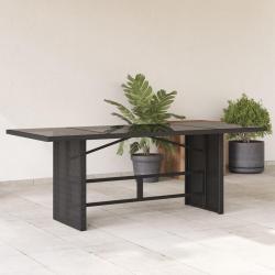 Table de avec dessus en verre noir r&eacute;sine tress&eacute;e
