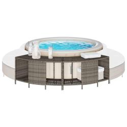 &Eacute;tag&egrave;res de rangement pour spa 2 pcs gris r&eacute;sine tress&eacute;e