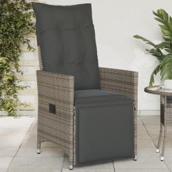 Chaise inclinable de avec coussins gris r&eacute;sine tress&eacute;e