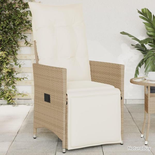 Chaise inclinable de avec coussins beige r�sine tress�e