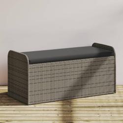 Banc de rangement avec coussin gris 115x51x52 cm r&eacute;sine tress&eacute;e