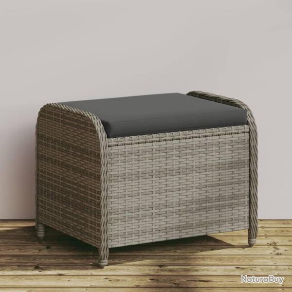 Tabouret de avec coussin gris 58x46x46 cm r�sine tress�e