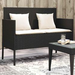 Banc de avec coussins noir r&eacute;sine tress&eacute;e