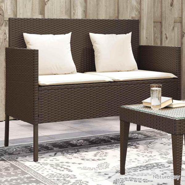 Banc de avec coussins marron r�sine tress�e