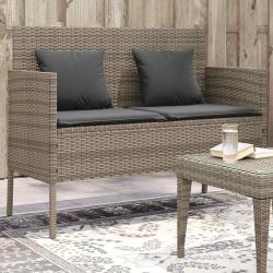 Banc de avec coussins gris r&eacute;sine tress&eacute;e