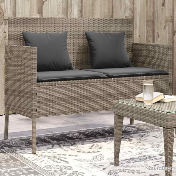 Banc de avec coussins gris r�sine tress�e