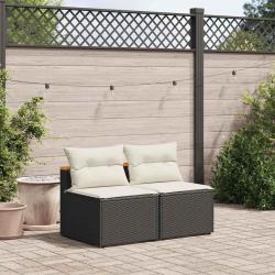 Canap&eacute;s de sans accoudoirs avec coussins 2 pcs noir