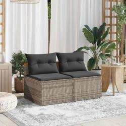 Canap&eacute;s de sans accoudoirs avec coussins 2 pcs gris