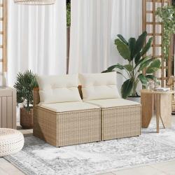 Canap&eacute;s de sans accoudoirs avec coussins 2 pcs beige
