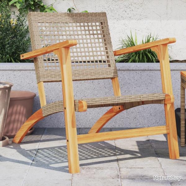 Chaises de lot de 2 beige r�sine tress�e bois d'acacia