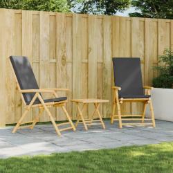 Chaises inclinables de pliantes lot de 2 coussins bambou