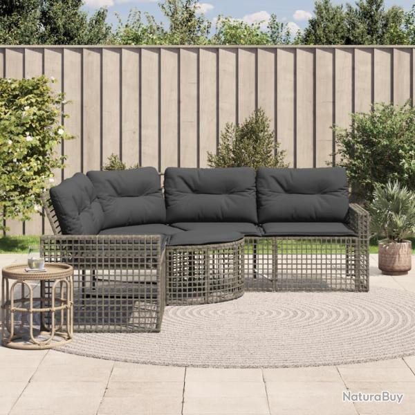 Canap� de et coussins et repose-pied en forme de L rotin
